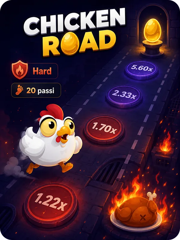Livello Hard di Chicken Road: 20 passi